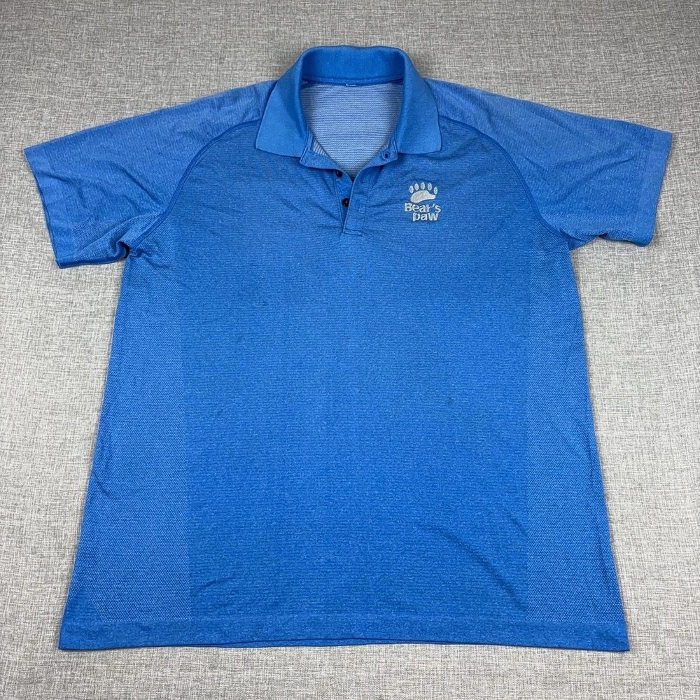 Lululemon Metal Vent Tech Polo Shirt Mens 2XL Blue Bear's Paw Golf Performance